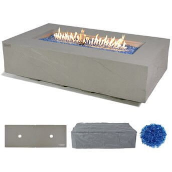 Elementi 56-in W 60000-BTU Space Grey Glass Fiber Reinforced Concrete Propane Gas Fire Pit | Lowe's