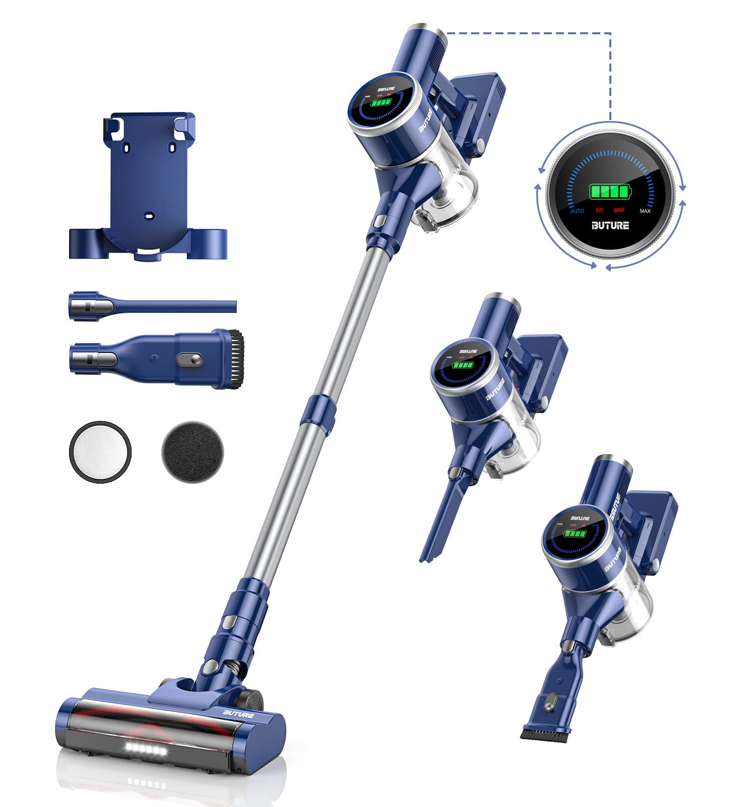 BuTure Cordless Vacuum Cleaner, 400W 33KPA Stick Vacuum with Automatic Dust Detection, Large LED Dis | Amazon (US)