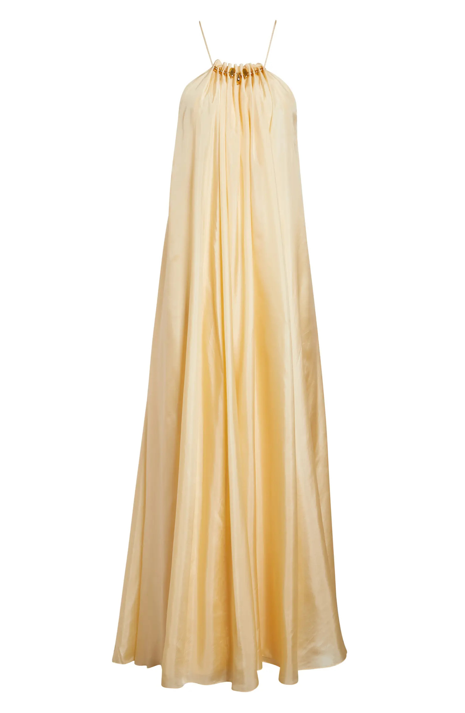 Aster Gathered Bead Silk Maxi Dress | Nordstrom