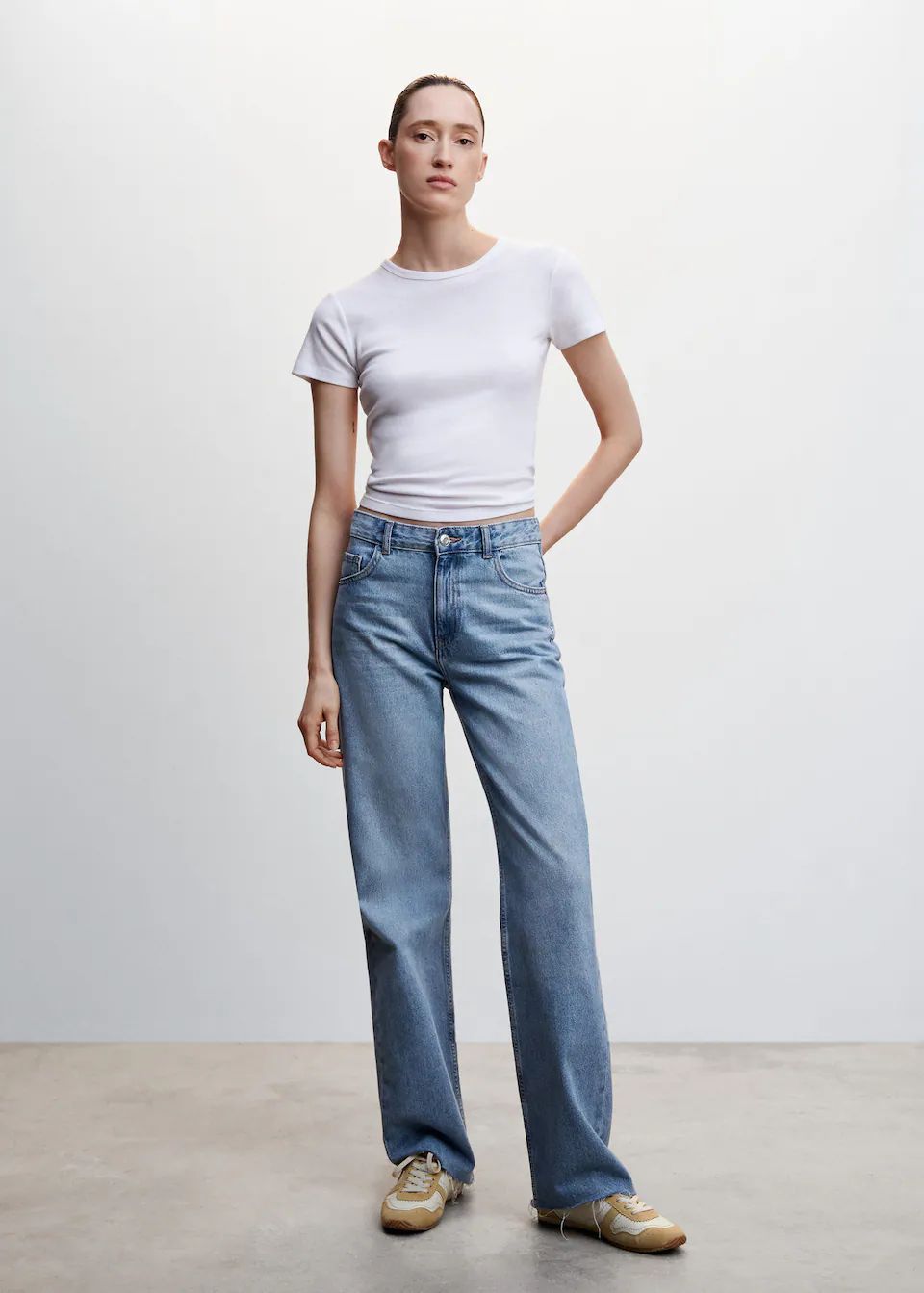 Wideleg mid-rise jeans -  Women | Mango USA | MANGO (US)