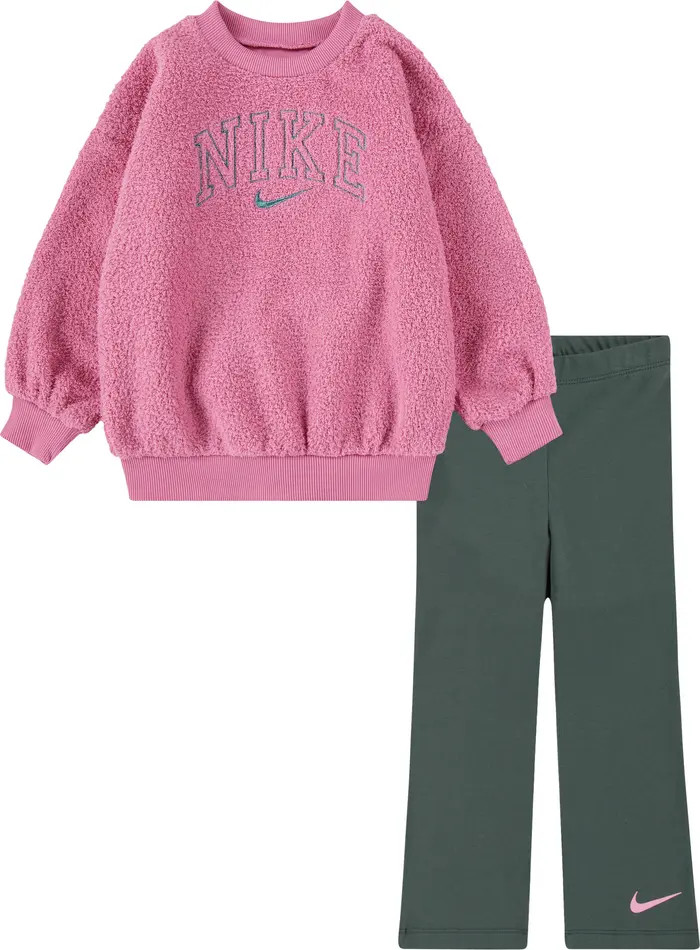 Kids' Swoosh Spirit Crewneck Sweatshirt & Leggings Set | Nordstrom Rack