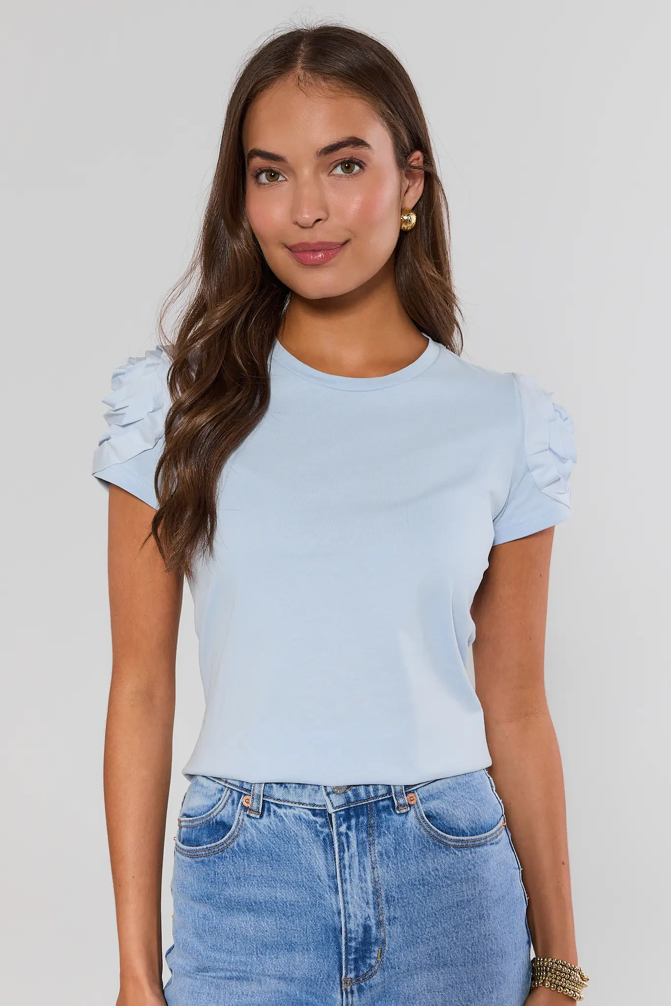 Kendall Blue Floral Appliqu\u00e9 Top | Avara