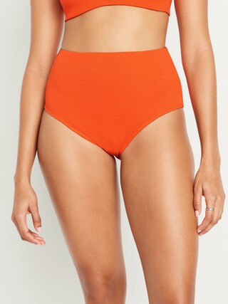 High-Waisted French-Cut Puckered Bikini Swim Bottoms for Women | Old Navy (CA)