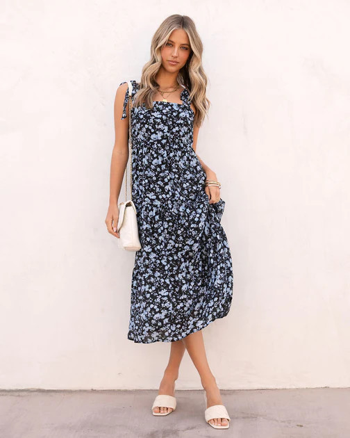 Adler Printed Shoulder Tie Midi Dress - SALE | VICI
