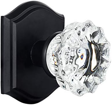 CLCTK 2 Pack Matte Black Crystal Glass Hall and Closet Door Knobs no Lock, Dummy Door Knobs Inter... | Amazon (US)