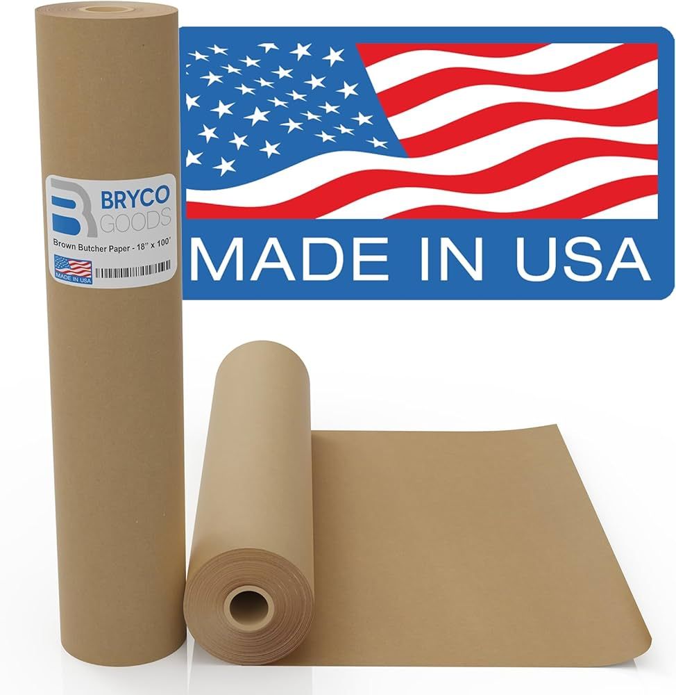 Brown Kraft Butcher Paper Roll - 18 Inch x 100 Feet Brown Paper Roll for Wrapping and Smoking Mea... | Amazon (US)