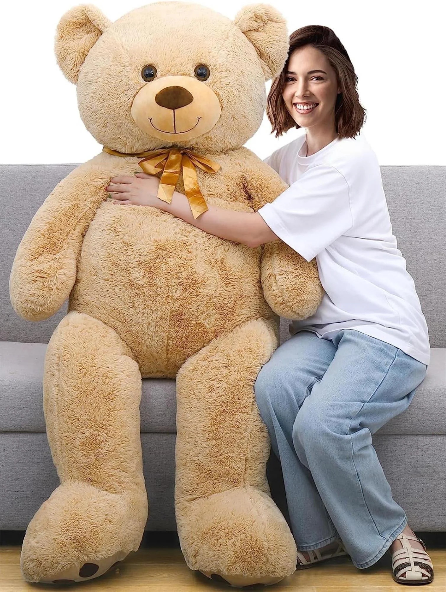 MorisMos 5ft Giant Teddy Bear Stuffed Animals Life Size Large Plush Brown Teddy Bear with Footpri... | Walmart (US)