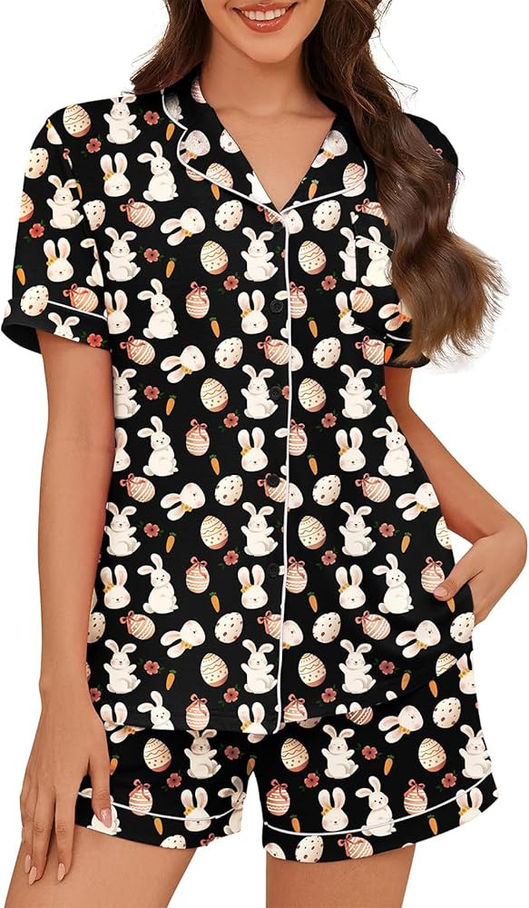 American Trends Button Down Pajamas for Women Set - 2 Piece Sleepwear with Lapel & Breathable Lou... | Amazon (US)