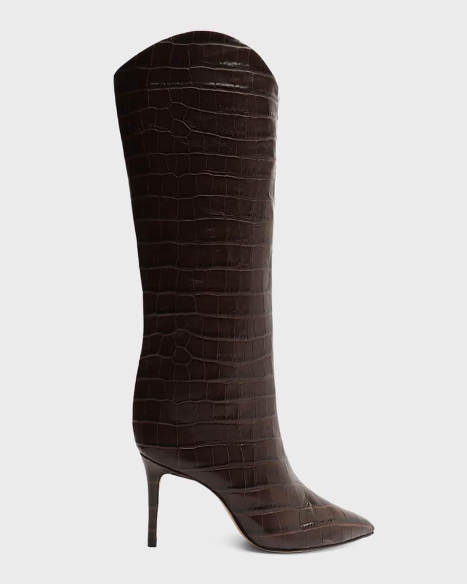 Schutz Maryana Croco Stiletto Tall Boots | Neiman Marcus