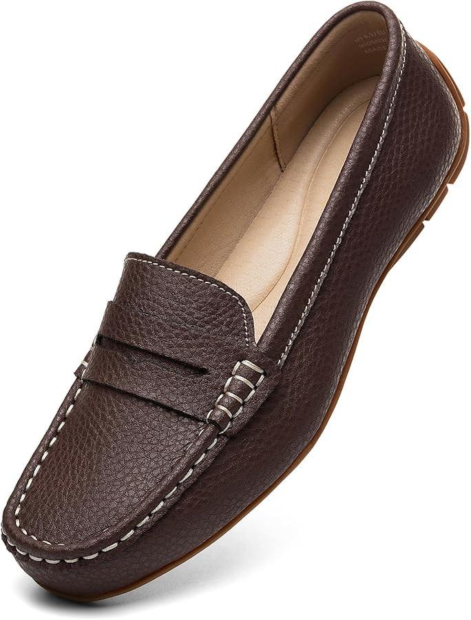 KORDAL Women's Comfortable & Lightweight Leather Penny Loafers Slip-Ons Cute Business Casual Dres... | Amazon (US)