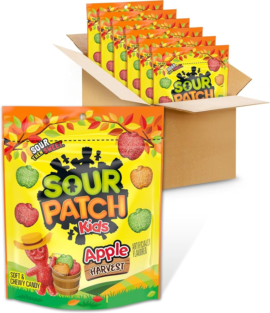 SOUR PATCH KIDS Apple Harvest Soft & Chewy Candy, Halloween Candy, 6 - 10 oz Bags | Amazon (US)