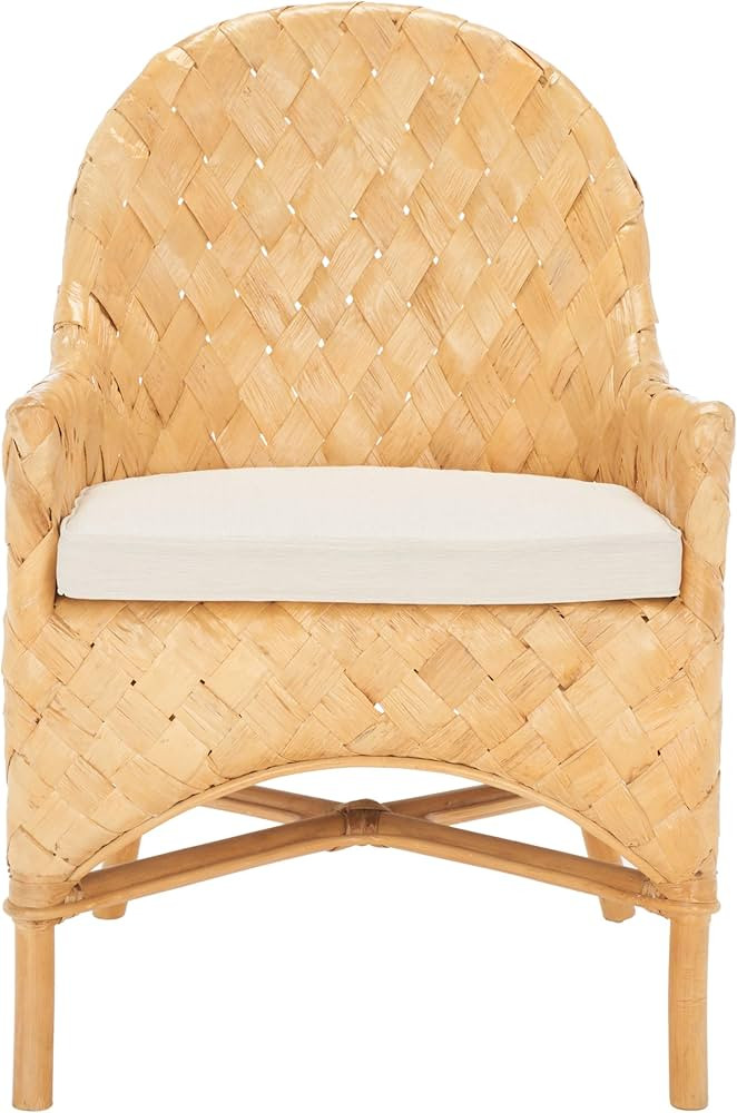 SAFAVIEH Home Collection Chorus Tropical Natural Honey Rattan Woven Dining Chair with Cushion (Fu... | Amazon (US)