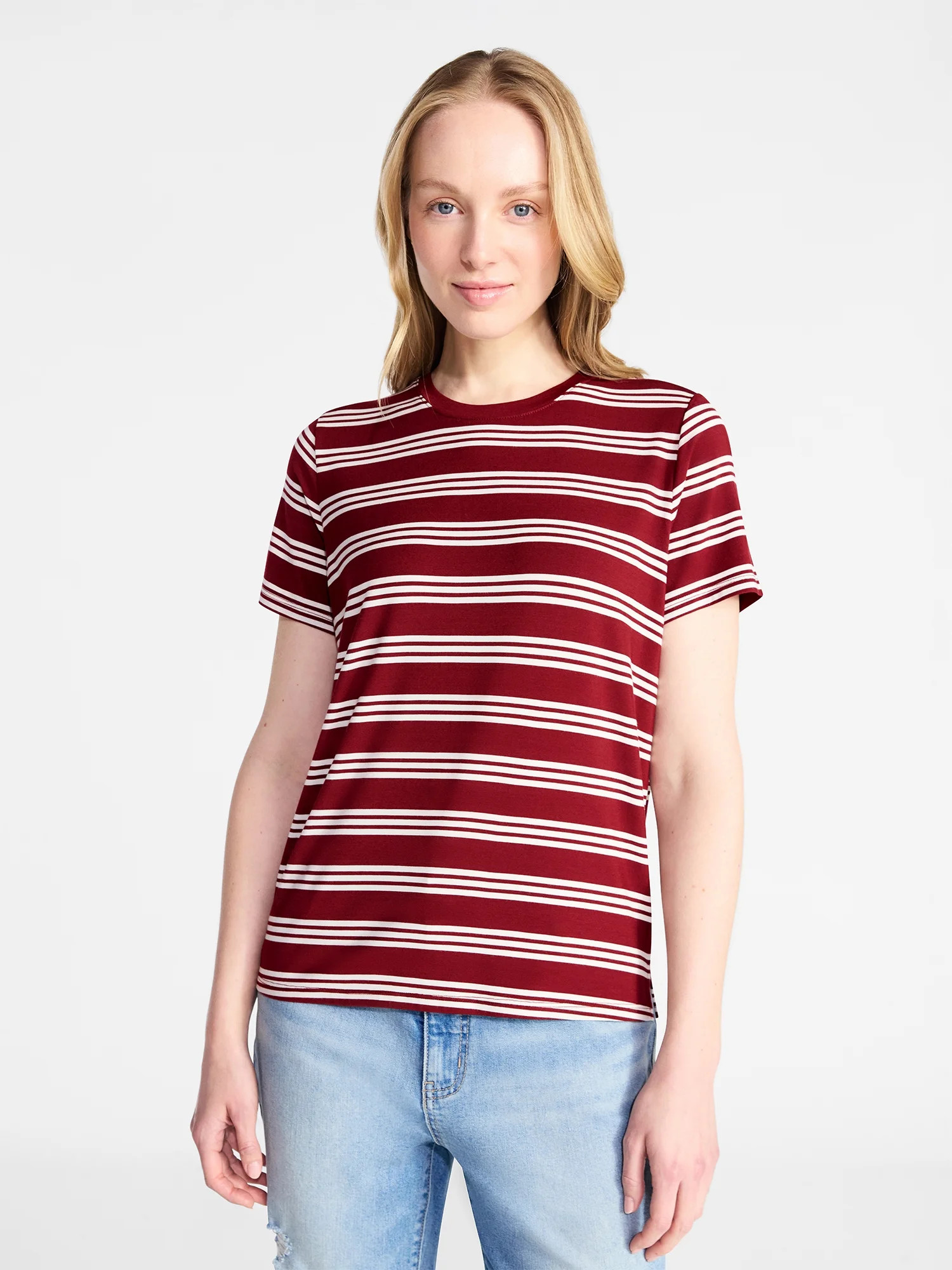 Time and Tru Women's Boxy Tee with Short Sleeves, Sizes XS-XXXL | Walmart (US)