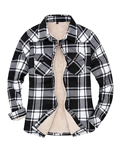 ThCreasa Womens Sherpa Lined Flannel Jacket with Hand Pockets, Plaid Button Down Fuzzy Shirt Jack... | Amazon (US)