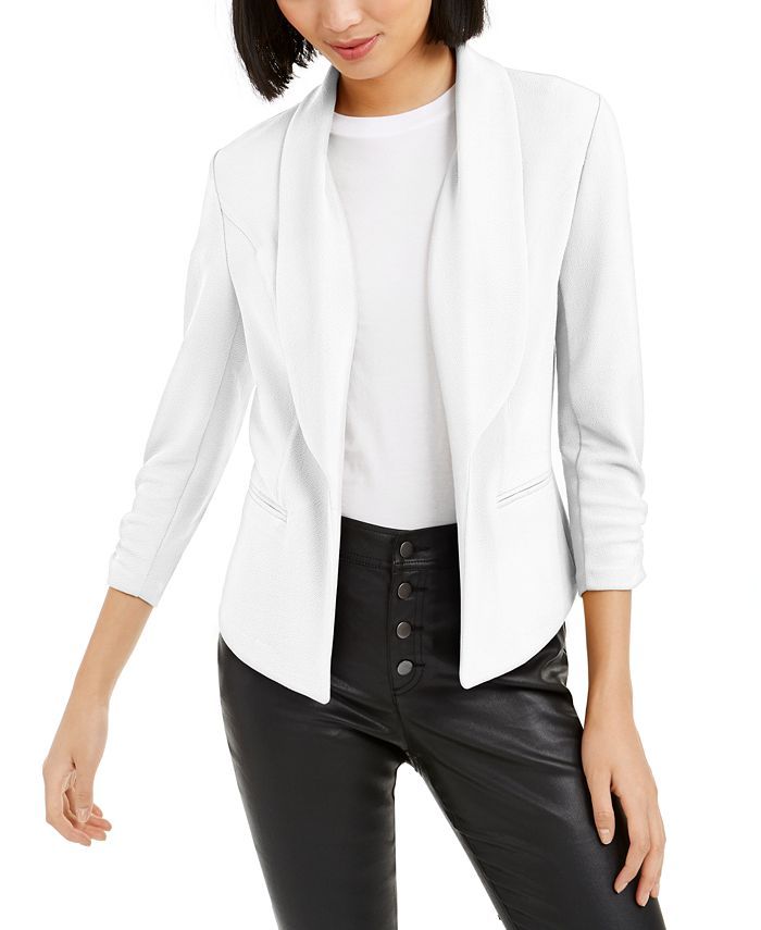Bar III Knit-Crepe Ruched-Sleeve Blazer, Created for Macy's & Reviews - Jackets & Blazers - Women... | Macys (US)