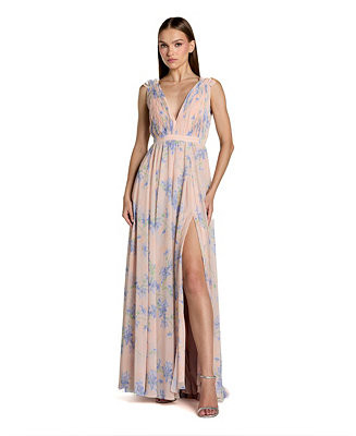Mac Duggal Women's Sleeveless Pleated Chiffon V-Neck Gown - Macy's | Macy's