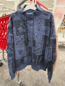 This blue bandana print pullover is such a fun statement piece for casual days, cooler summer nights and transitioning into fall.
wedding guest dress summer, summer outfits over 40, summer dresses, country concert outfits, vacation outfits beach, date night outfits, teacher outfits, plus size fashion, work outfits, business casual workwear 

 #LTKgrwm #LTKootd #LTKSeasonal