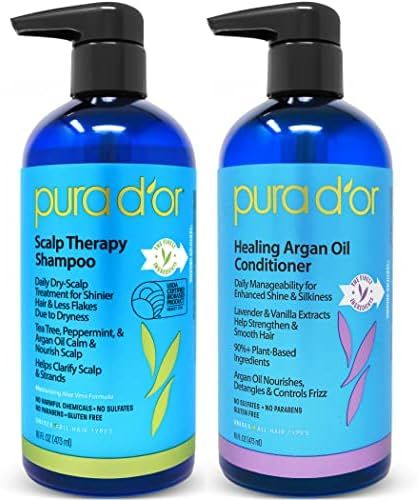 PURA D'OR Scalp Therapy Shampoo & Healing Conditioner Set (16oz x 2) For Dry, Itchy Scalp - Hydra... | Amazon (US)