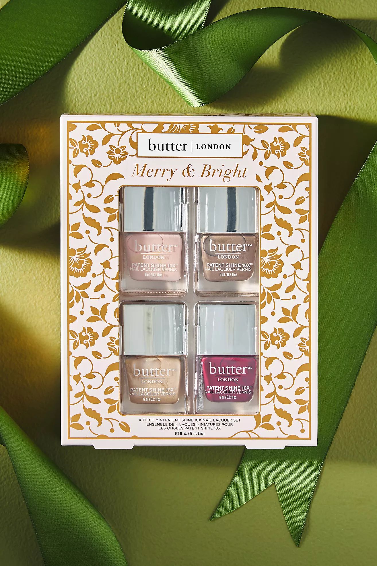 butter LONDON Merry & Bright 4-Piece Mini Patent Shine 10X Nail Lacquer Set | Anthropologie (US)