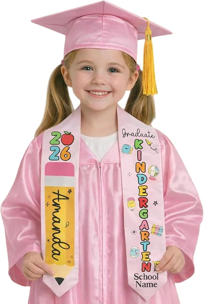 Custom Preschool Kindergarten Personalized Graduation Stole, Grad Gift, Class of 2026 Kid Sash, D... | Amazon (US)