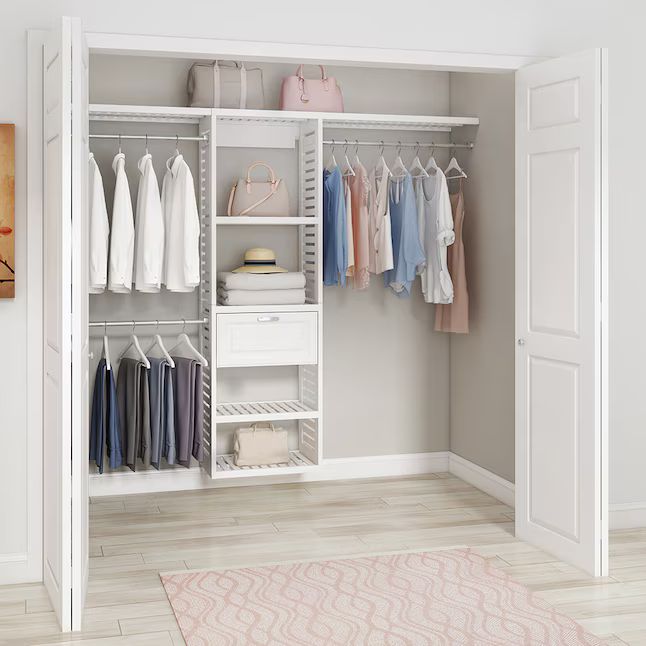 allen + roth Hartford 5-ft to 8-ft W x 6.33-ft H White Ventilated Shelving Wood Closet System | Lowe's