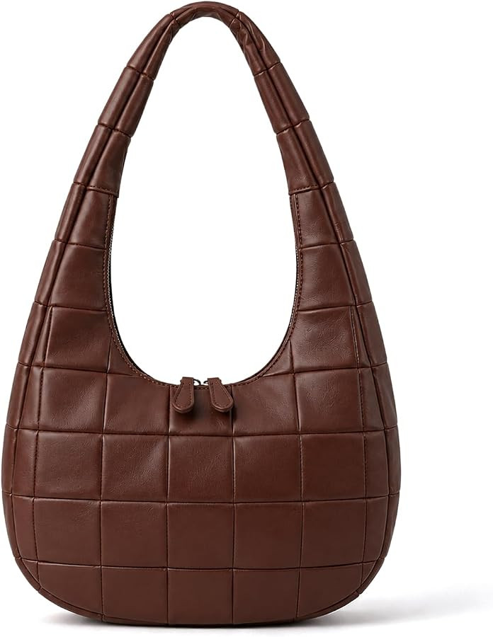 Brown Crescent Shoulder Bag for Women Vintage Pu Leather Hobo Bag Trendy Designer Handbag for Tra... | Amazon (US)
