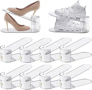 Clear 10 Pack Shoe Slot Organizer, Shoe Stacker Organizer Holders for A Pair of Shoes, Adjustable... | Amazon (US)