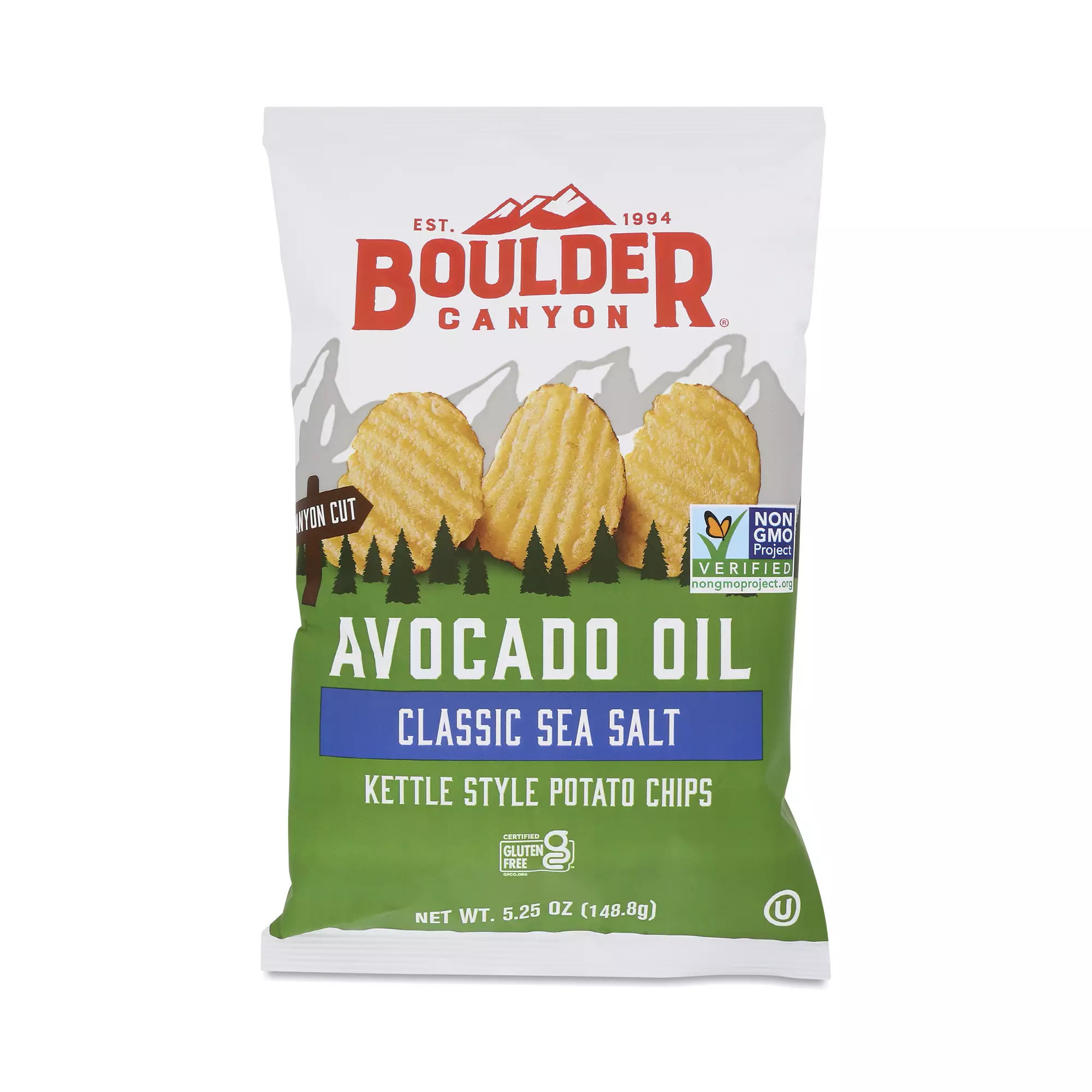 Boulder Canyon Avocado Oil Canyon Cut Kettle Style Potato Chips, Sea Salt 5.25 oz bag | Thrive Market