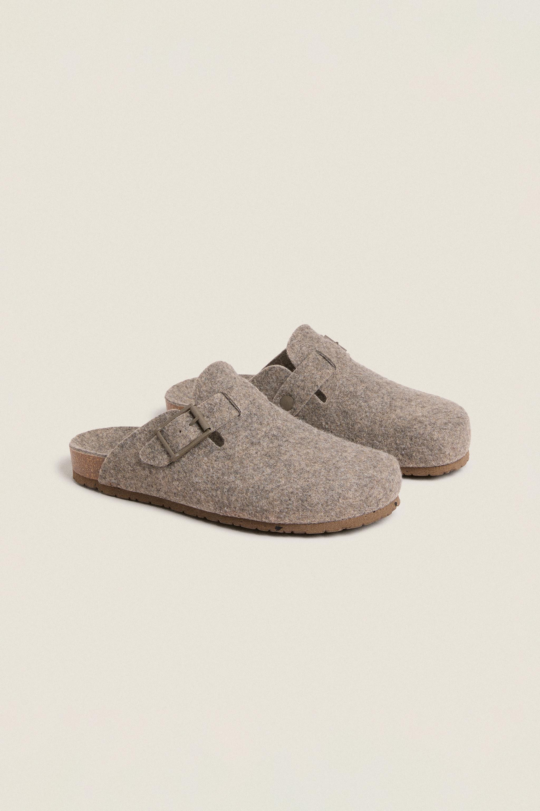 BUCKLED FELT MULE CLOG SLIPPERS | Zara UK