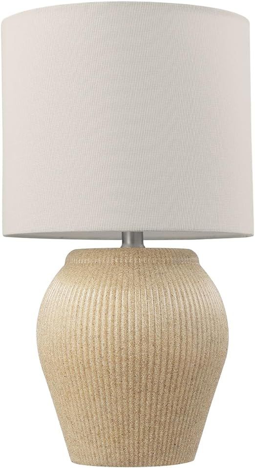 Globe Electric 61000049 17" Ceramic Table Lamp, Soft Beige Finish, White Linen Shade, On/Off Rota... | Amazon (US)