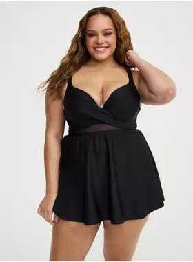 Underwire Wrap Front Swim Dress With Brief | Torrid (US & Canada)
