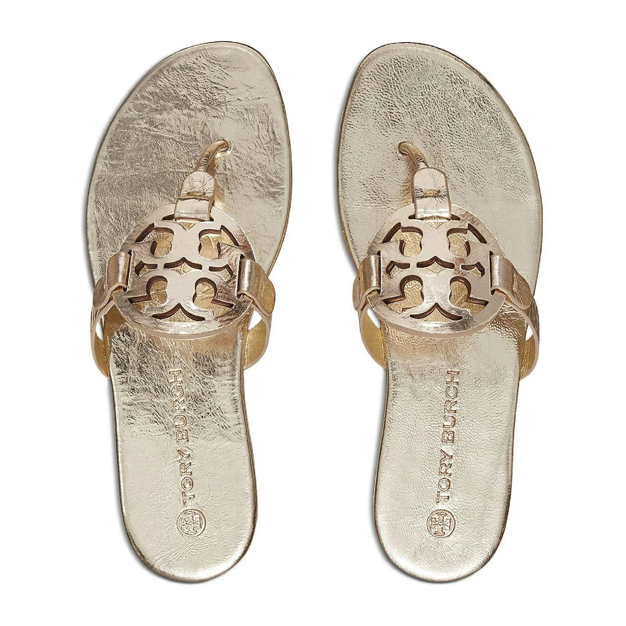 Tory Burch Miller Soft Women's Metallic Leather Memory Foam Slide Thong Sandals | Walmart (US)