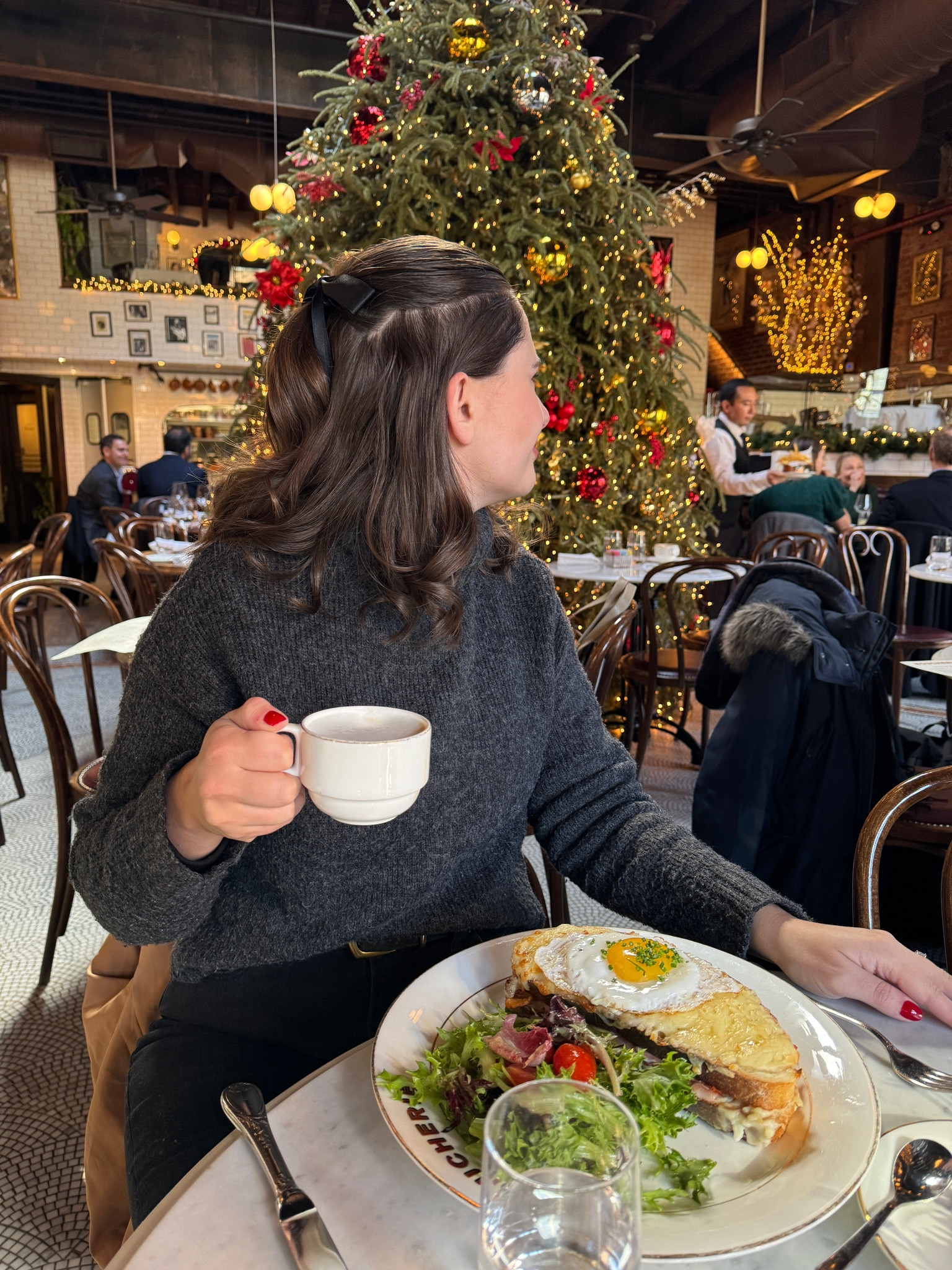 Holiday outfit idea, I love this dark gray turtleneck and pairing any sweaters with a hair bow this time of year  

#LTKstyletip #LTKfindsunder100 #LTKHoliday