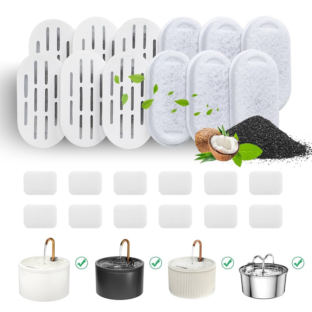 DOOOB Cat Water Fountain Filters, 24 Pack Cat Fountain Filter, Cat Fountain Replacement Filters f... | Amazon (US)