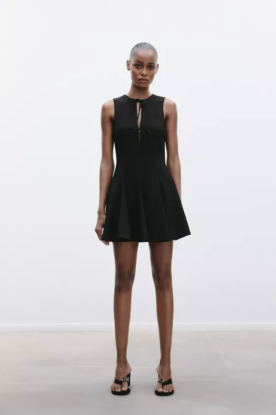 GODET BOW SHORT DRESS | Zara US
