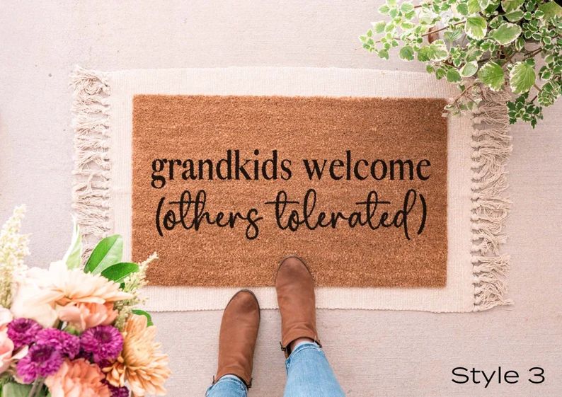 Grandkids Welcome Here Doormat Grandparents Gift Mothers Day - Etsy | Etsy (US)