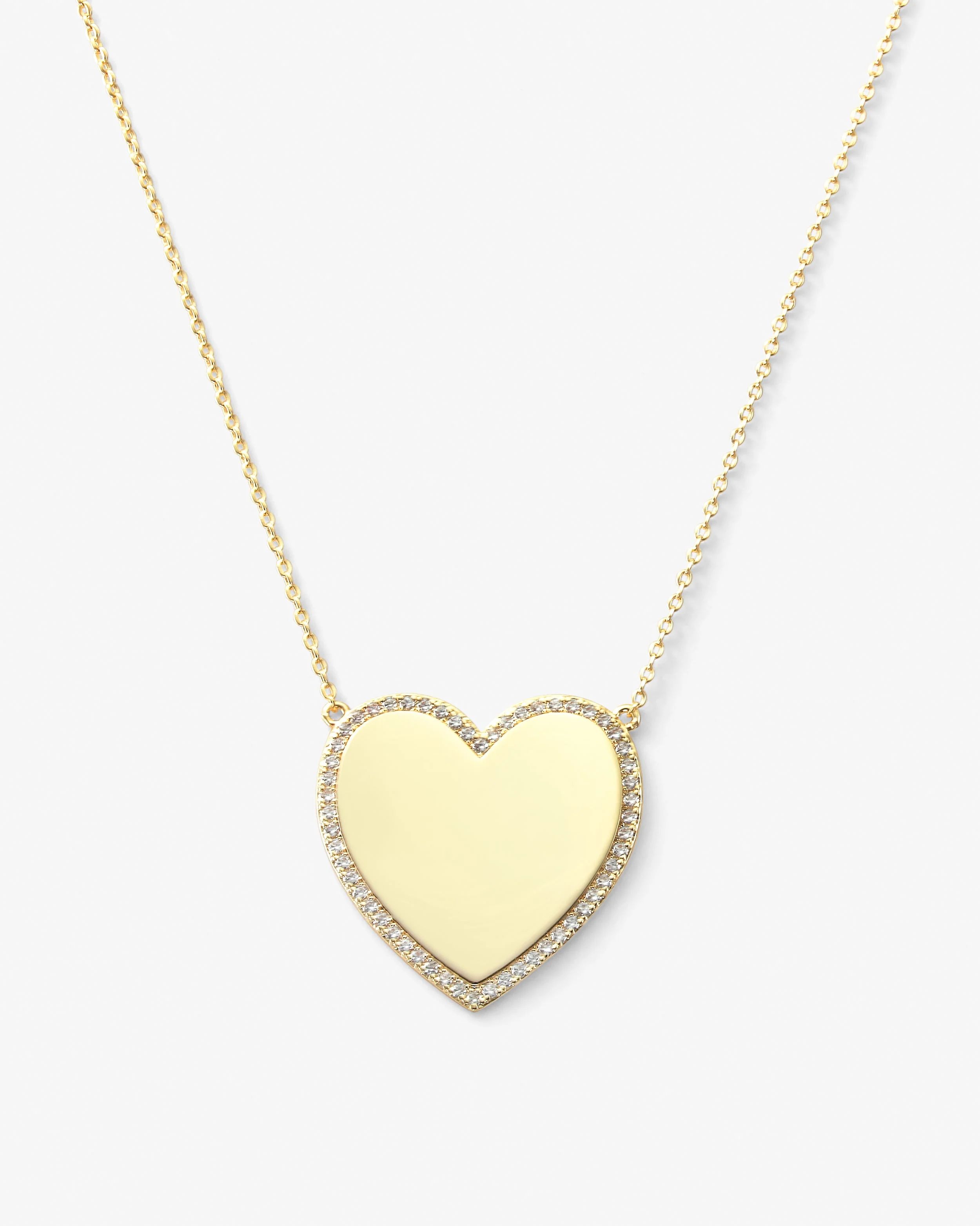 XL You Have My Heart Pave Necklace 15" - Gold|White Diamondettes | Melinda Maria