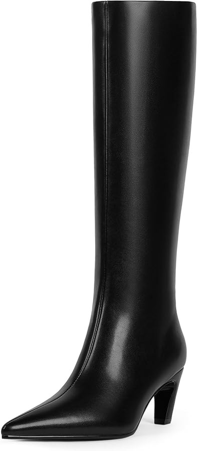 Modatope Knee High Boots for Women Pointed Toe Low Kitten Heel Womens Fashion Fall Tall Boots | Amazon (US)