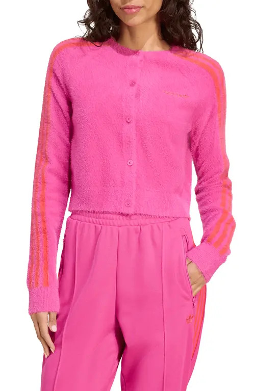 adidas Fluffy Cardigan in Semi Lucid Fuchsia at Nordstrom, Size X-Large | Nordstrom