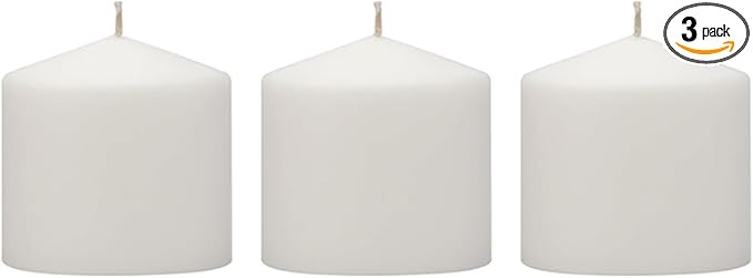 Stonebriar 3 Pack Tall 3 x 3 Inch 18 Hour Long Burning Unscented White Wax Pillar Candles | Amazon (US)
