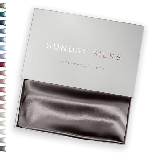 SUNDAYSILKS™ | Silk Pillow Cases | 100% Pure Silk Pillowcase | All Sides 22 Momme Premium Grade 6A Real Silk Pillowcase for Hair & Skin King, Queen Mulberry Silk Pillow Case, Zipper [Charcoal Essence] | Amazon (US)