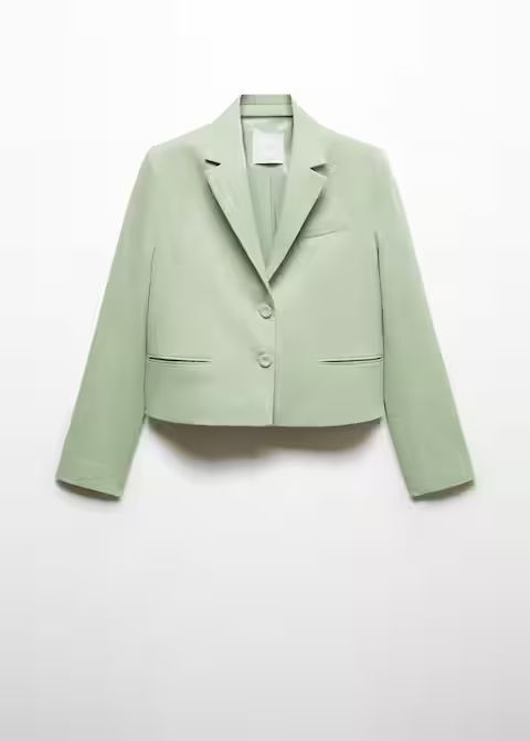 Cropped blazer with buttons -  Women | Mango USA | MANGO (US)