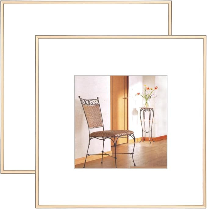 10x10 Picture Frame Set of 2, Brass Matte Thin Modern Metal, Square Frame for Desktop and Wall Mo... | Amazon (US)