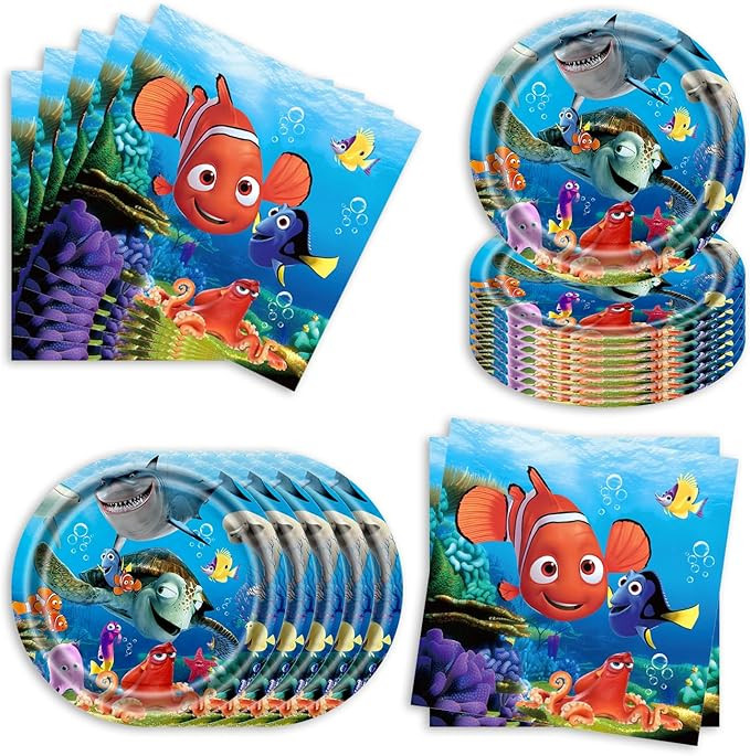 40pcs Finding Nemo Party Decorations Tableware Dessert Plates and Napkins for Finding Nemo Party ... | Amazon (US)