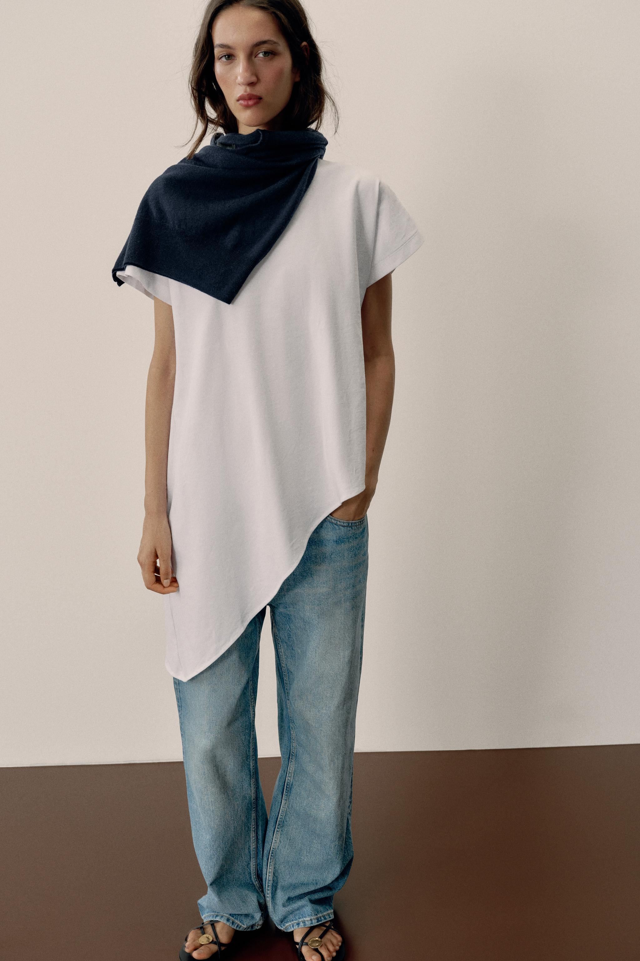 ASYMMETRIC SHORT SLEEVE T-SHIRT | Zara US