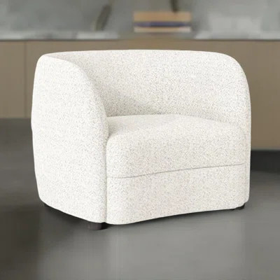 Srey Accent Chair, Plush White Boucle, Tuxedo Style Curved Backrest | Wayfair North America