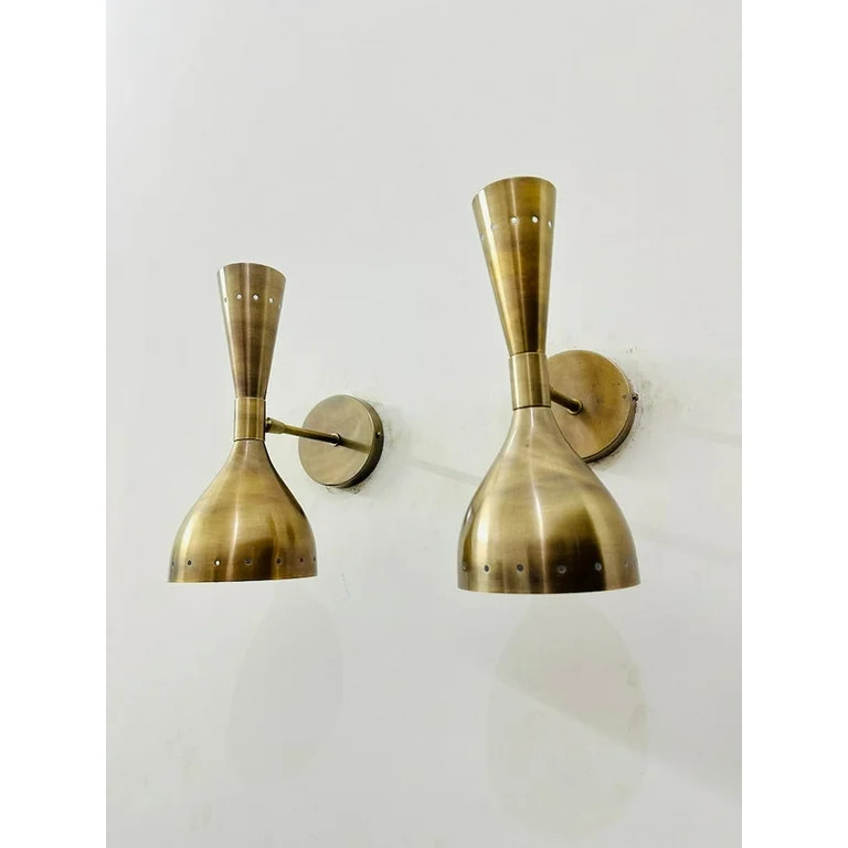 1950's Mid Century Brass Italian Diabolo Wall Sconce Fixture Lamps Diabolo Pair of 2 Modern Itali... | Walmart (US)