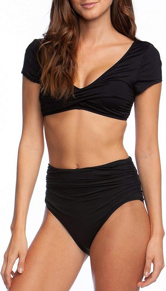 Women's V Neck High Waisted Twist Ruched Bikini Sets Swimsuit | Amazon (US)