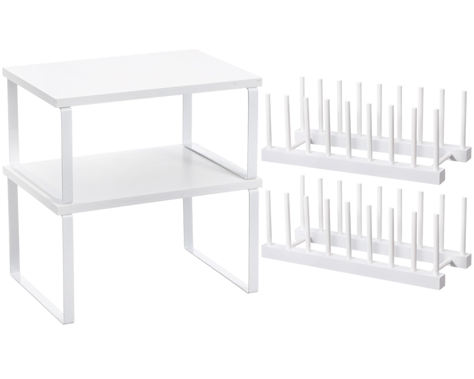 Marsui 4 Pcs Kitchen Organizer Accessories Set Cabinet Organizer Shelf and Bamboo Dish Drying Pla... | Amazon (US)