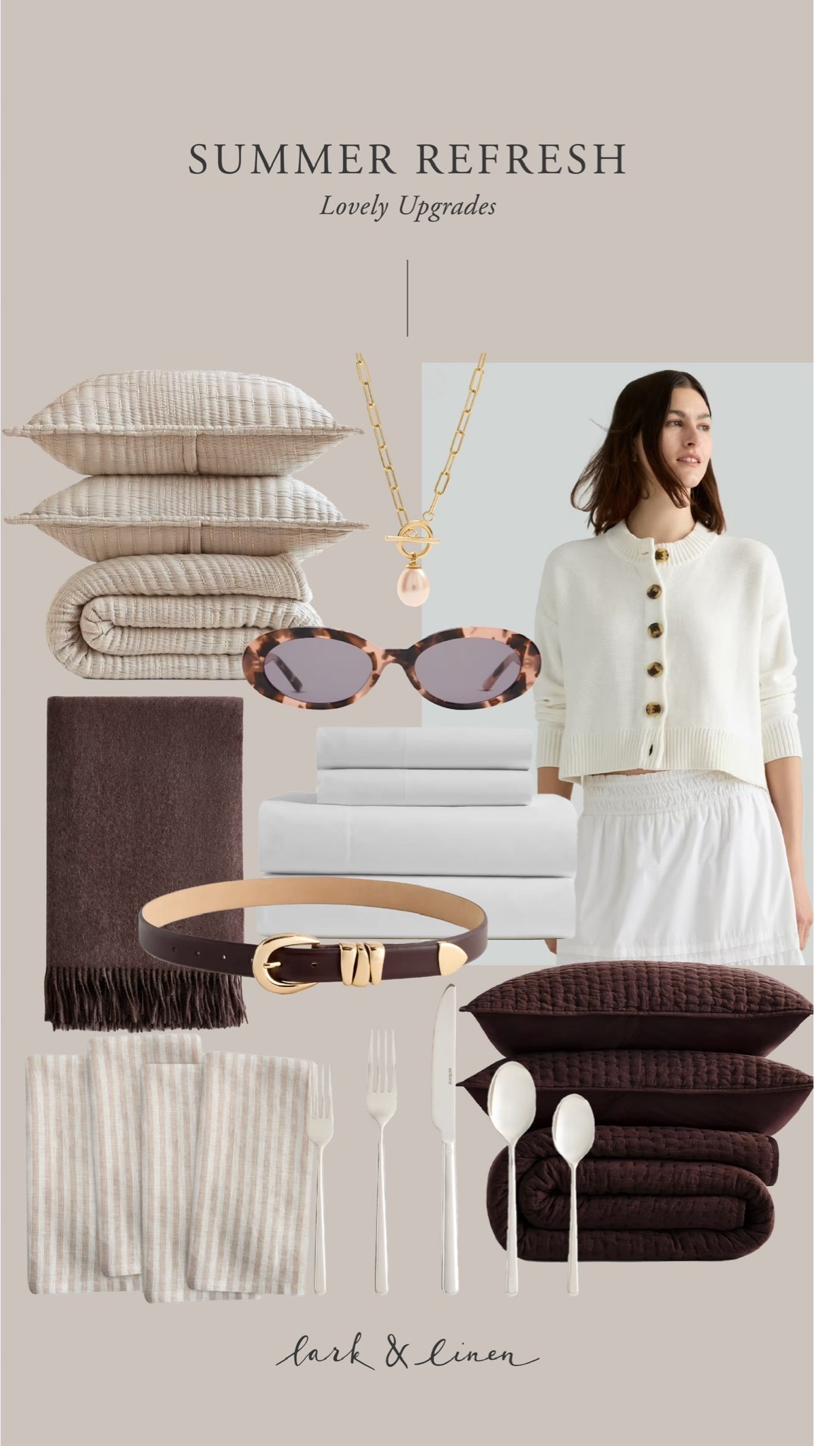 Things I’ve been loving lately.

The espresso quilt set & organic cotton sheets completely changed my bedroom into something warmer and more grounded, without losing that soft, feminine feel I tend to gravitate towards.

I’ve also been eyeing small everyday upgrades, like a structured leather belt with a gold buckle, a pair of sunglasses that go with everything, and a simple cutlery set that makes even a quick meal feel a little more intentional - all from @quince

#quincepartner

#LTKhome